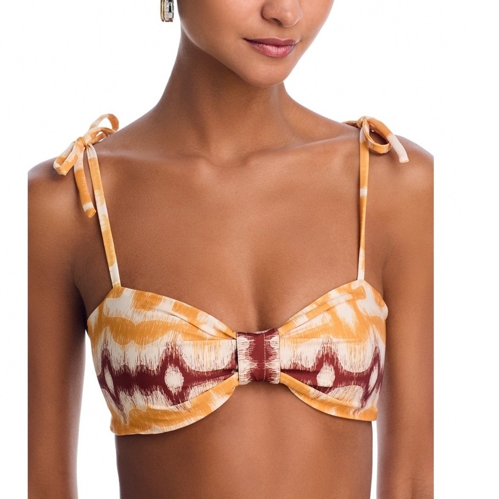 Juan de Dios San Miguel Printed Bikini Top Yellow Ikat Western Size XLNEW